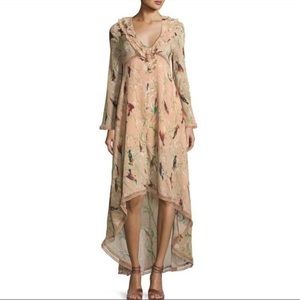 Foxiedox Floral High-Low Dress in Beige and Multicolor